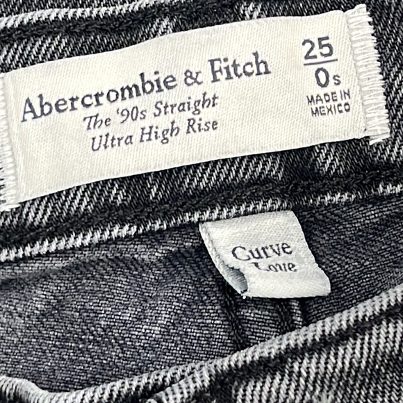 Abercrombie & Fitch 25, 0 Short Curve Love Gray , Charcoal Black 90s Straight HR - Picture 2 of 15